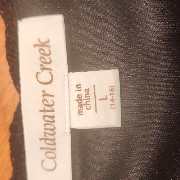 Coldwater Creek Crocheted Tunic Top Sweater Black Rayon Sz L - Picture 6 of 9